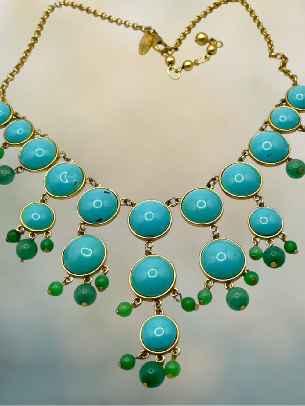 Stylish Talbots Faux Turquoise Bib Drop Statement Necklace Coastal Vibe - Picture 2 of 16